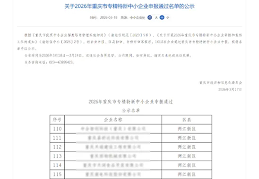 喜报 | 中聚医疗荣膺2026年重庆市“专精特新”中小企业认定！